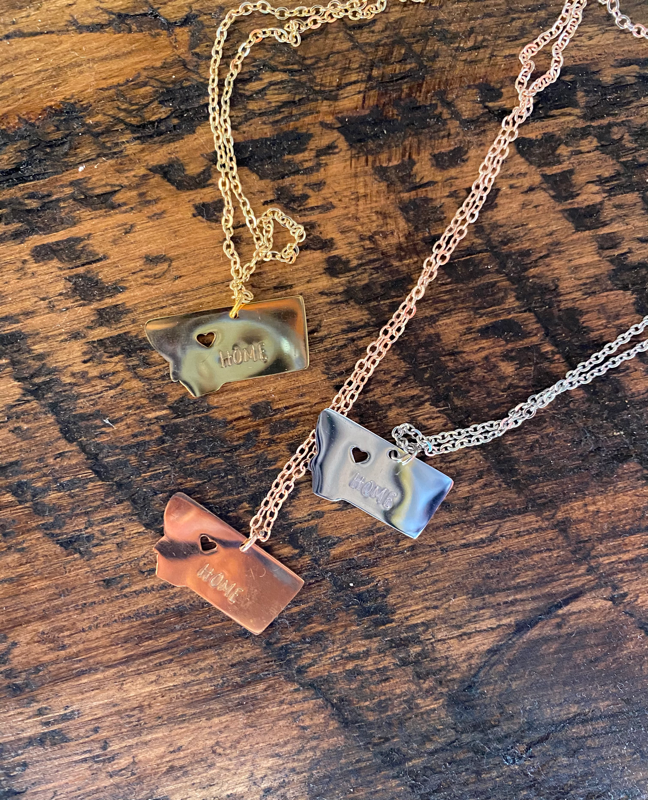 Hand Stamped Montana Home Necklace